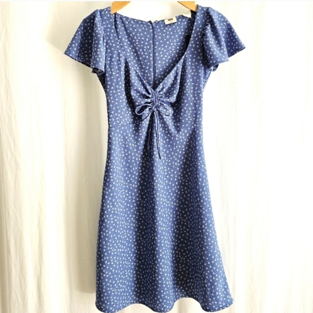 Levi's Blue & White Floral Delray Short Sleeve Mini Dress